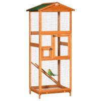 Gabbia per Uccelli Alta 165cm in Legno da Esterno con 2 Porte e Vassoio Estraibile, Arancione