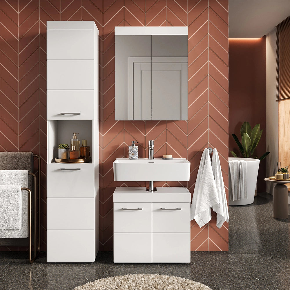 Vicco Set mobili bagno Bianco 3 parti, con colonna
