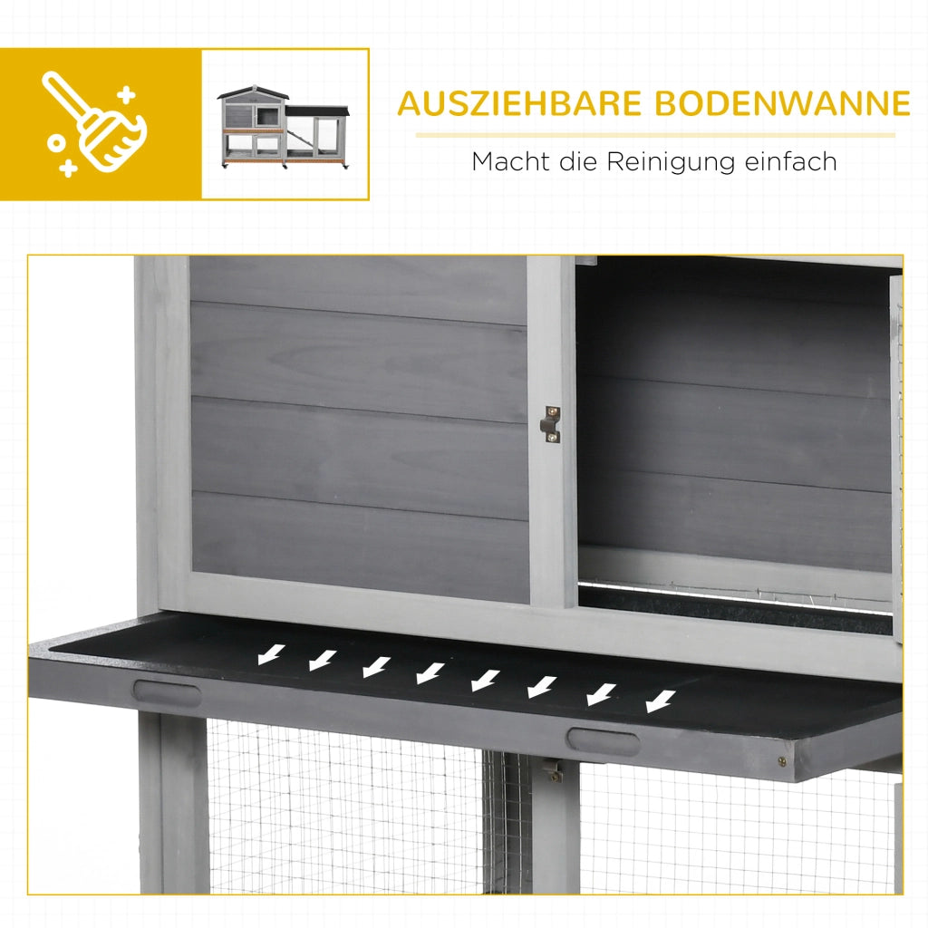 Gabbia conigli 2 piani legno massello ¨C Xylo ¨C 157x53x99 cm con tetto impermeabile, grigio