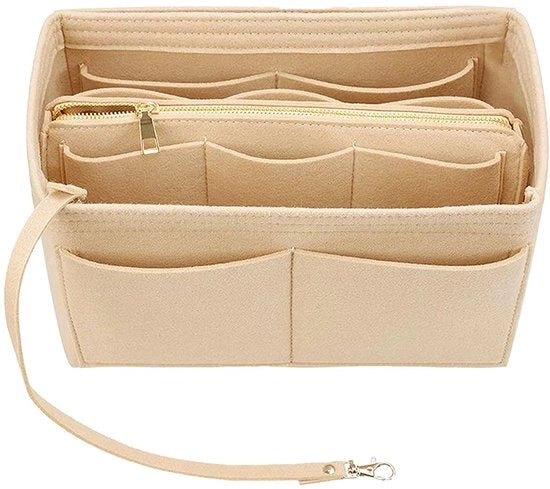Organizzatore per Borse da Donna in Pelle Finta, Tote Bag Organizer, Beige, Piccolo