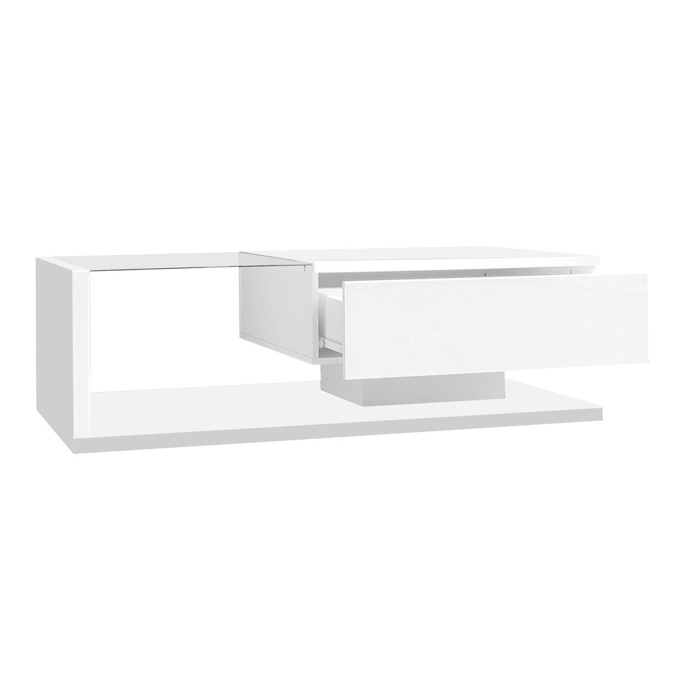 Tavolino da Caff¨¨ con LED e Vetro ¨C Xylo ¨C Bianco Lucido