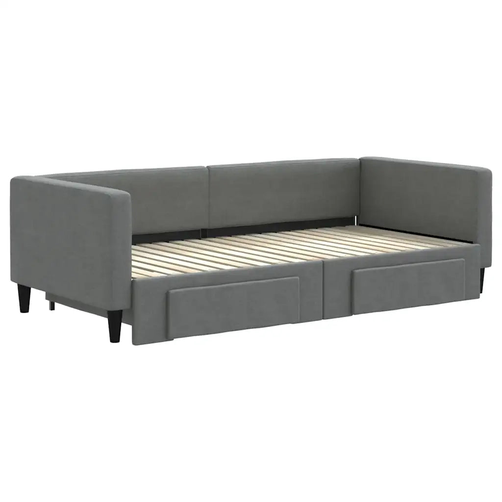 Divano Letto Estraibile Cassetti Grigio Scuro 100x190 Tessuto 3196658