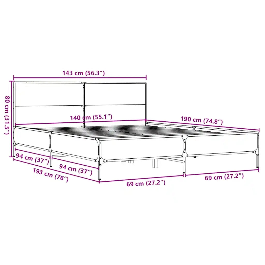 Giroletto Grigio Sonoma 140x190 cm in Legno Multistrato Metallo 3280035