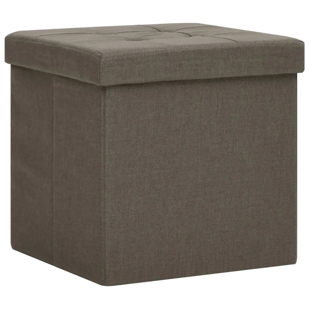 Pouf con Contenitore Pieghevoli 2 pz Marroni in Simil Lino 338774