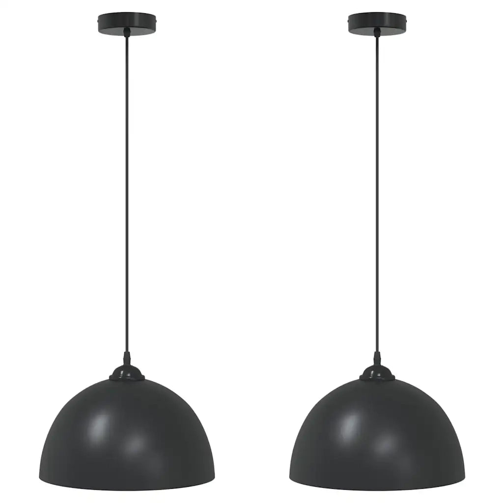 Lampada a Sospensione 2 pz Regolabile E27 Nero Ã˜ 30 cm Metallo