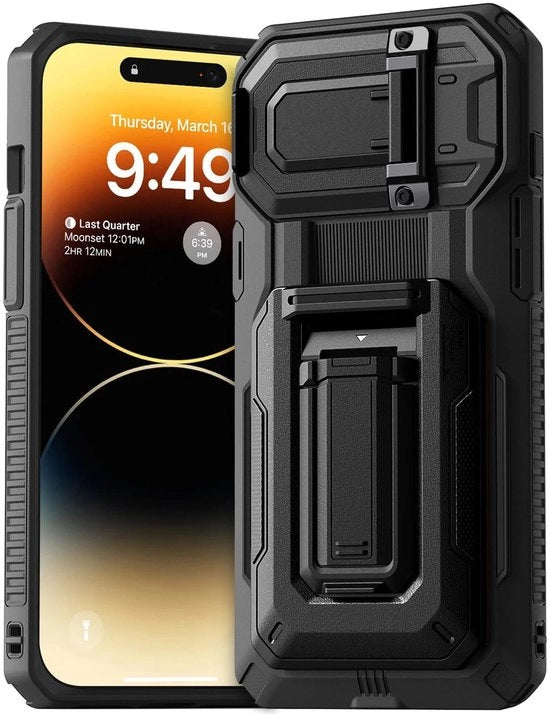 Portafoglio con custodia per carta - iPhone 13/14 Pro Max - Blocco RFID - Resistente allo shock - Standard - Qualità militare robusta - Copritelefono