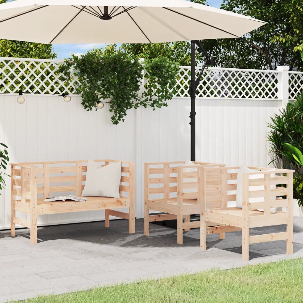 Set Salotto da Giardino 3 pz | Set di Mobili da Esterno in Legno Massello di Pino