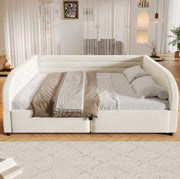 Letto imbottito 140x200 cm beige con contenitore idraulico e LED