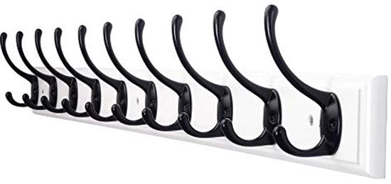 97cm lungo con 10 ganci, capocassettina, capocassettina per abiti, capocassettina per asciugamani, capocassettina per cappelli, capocassettina per abbigliamento, in bambù, bianco