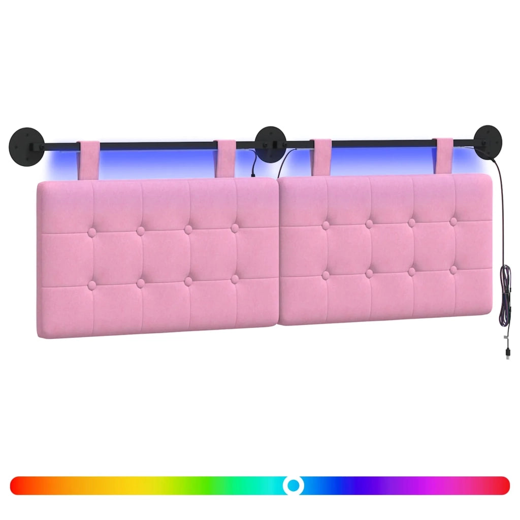 Testiera | Testata sospesa Con luce LED Rosa Tessuto