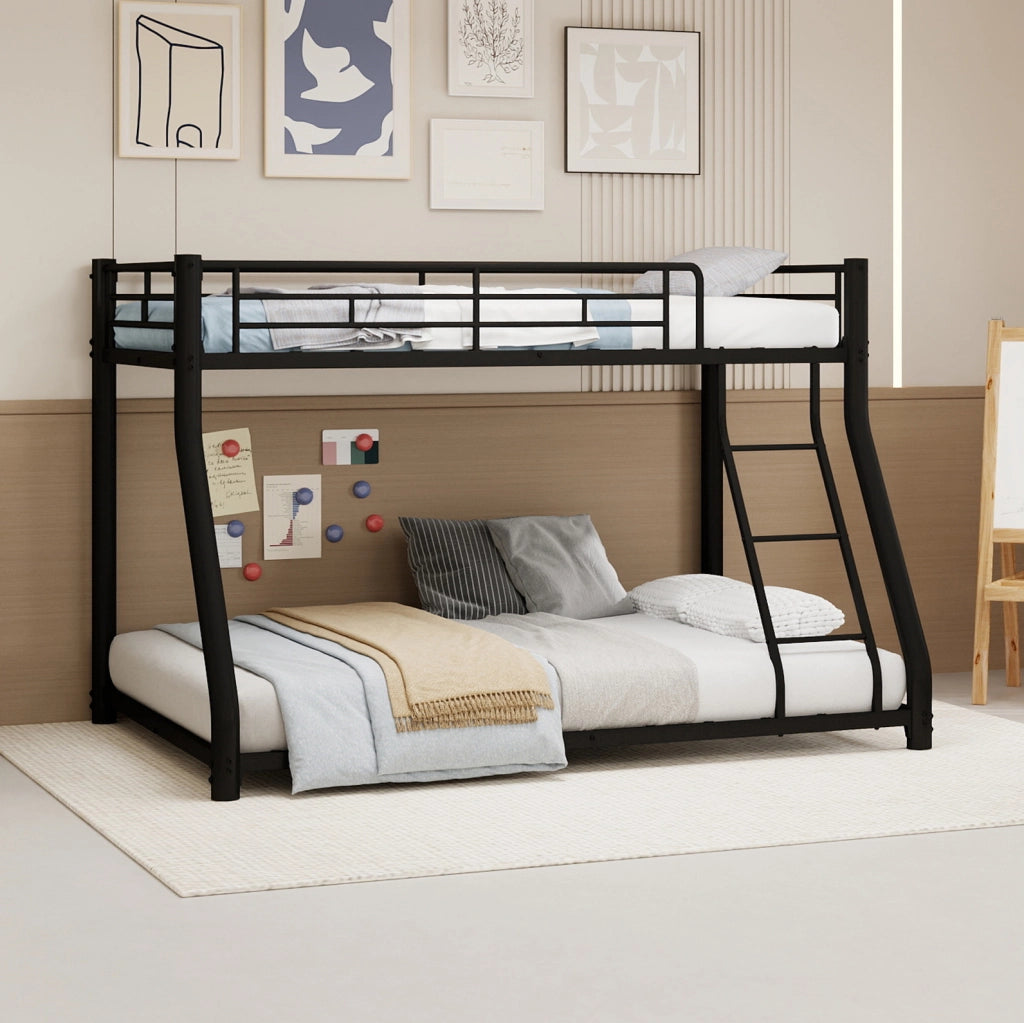 Letto a castello in ferro nero 90x190 e 140x190 cm