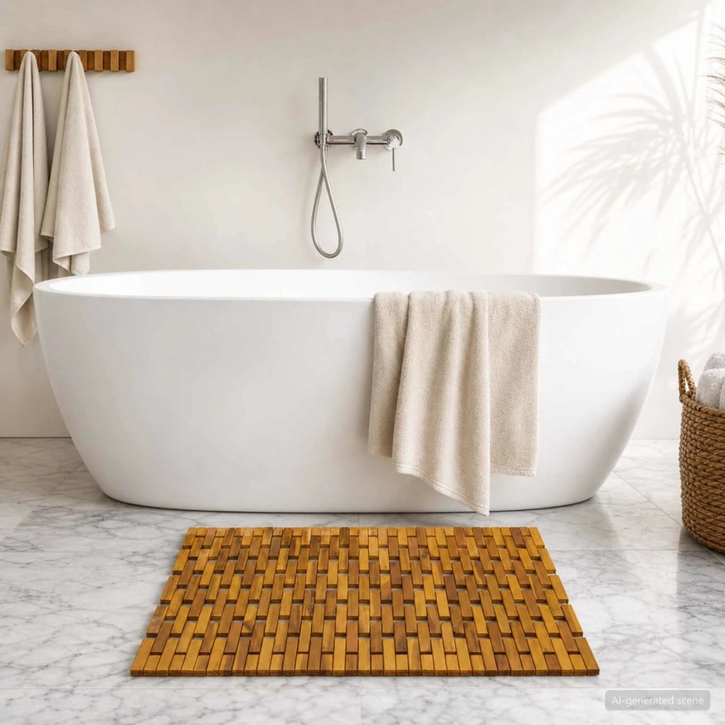 Tappetini da bagno Naturale 55 x 80 cm Legno di Acacia Massello 42024968