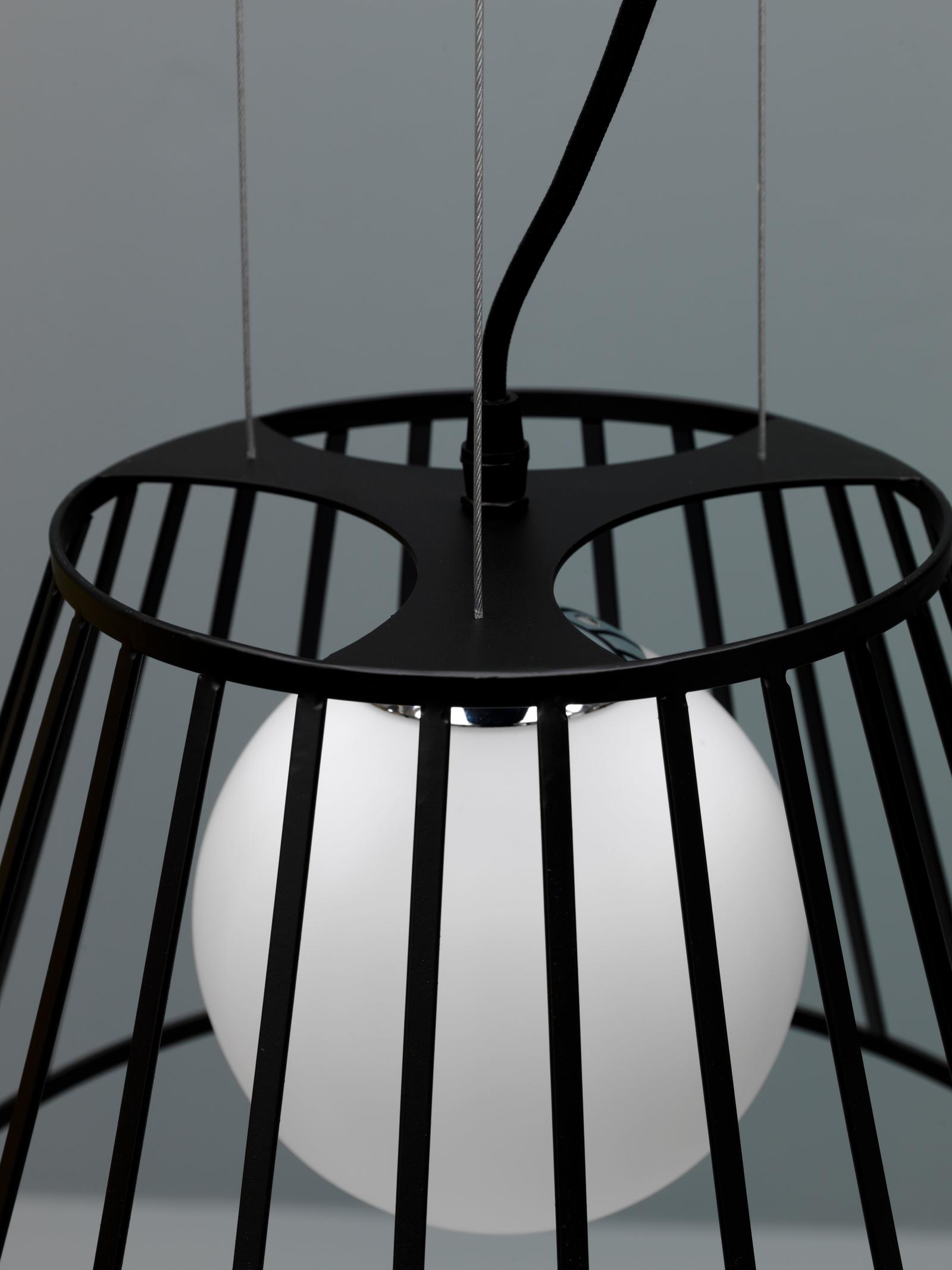 Lampada a Sospensione Ø20/35xH120 cm in Metallo Cage Nero