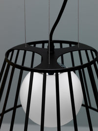 Lampada a Sospensione Ø20/35xH120 cm in Metallo Cage Nero