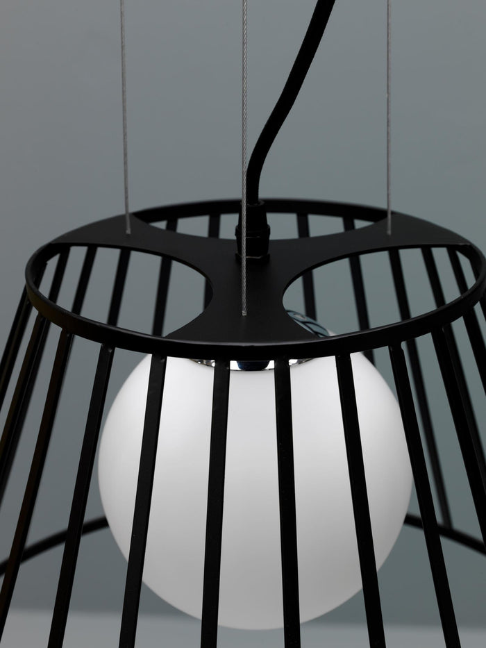 Lampada a Sospensione Ø20/35xH120 cm in Metallo Cage Nero