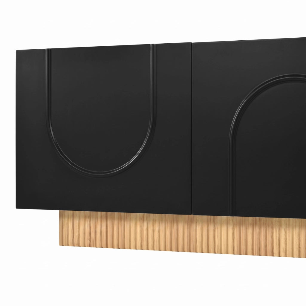 Mobile TV moderno con 4 ante; 170 x 38 x 42 cm; in MDF e truciolare; nero