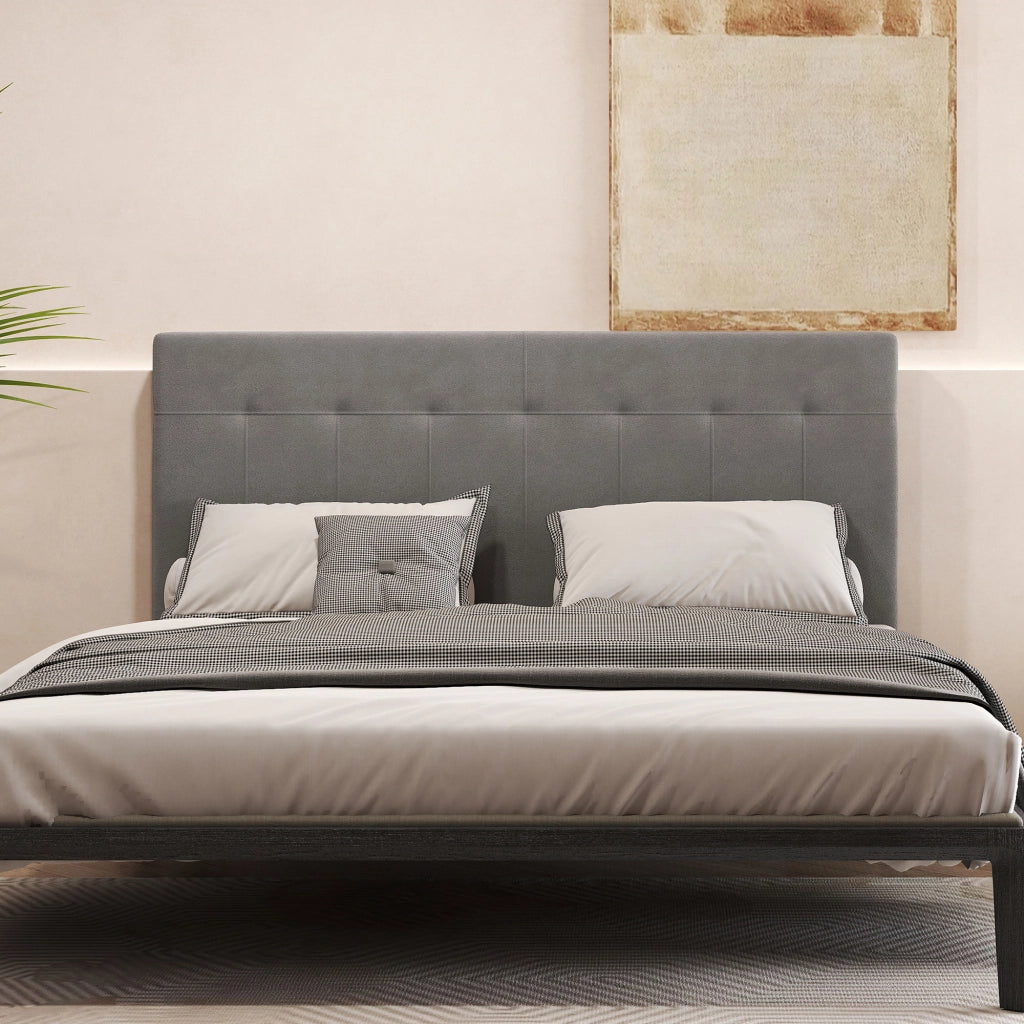 Testiera letto regolabile in altezza 3 posizioni ¨C Xylo ¨C velluto grigio con gambe in metallo 140x106/116/126 cm