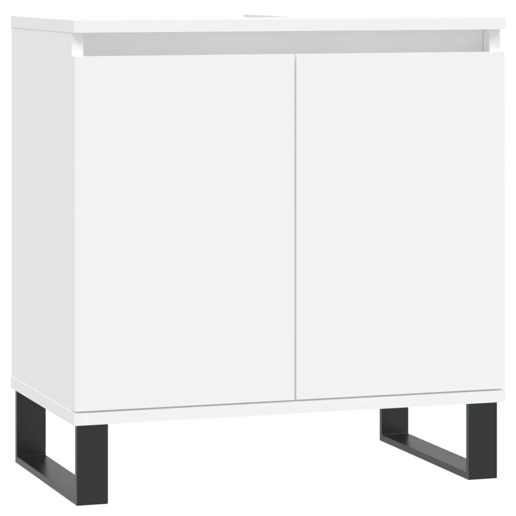 Set di Mobili da Bagno | Armadio da bagno 3 pz Bianco in Legno Multistrato