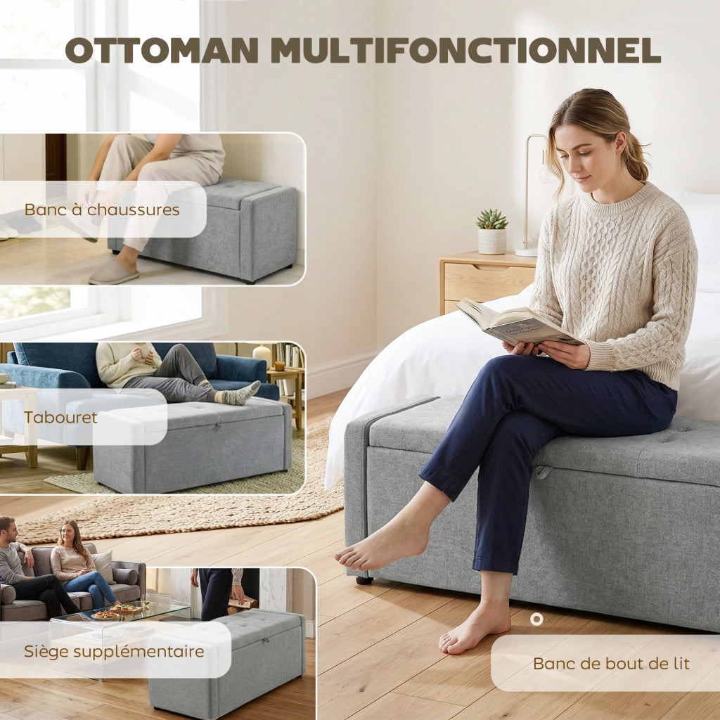 Pouf Contenitore Grigio Chiaro ¨C Zephmum ¨C 122x48x44