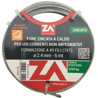 FUNE ARGANO ZINCATA - D.MM  2,4 L.MT  9- 4 pezzi