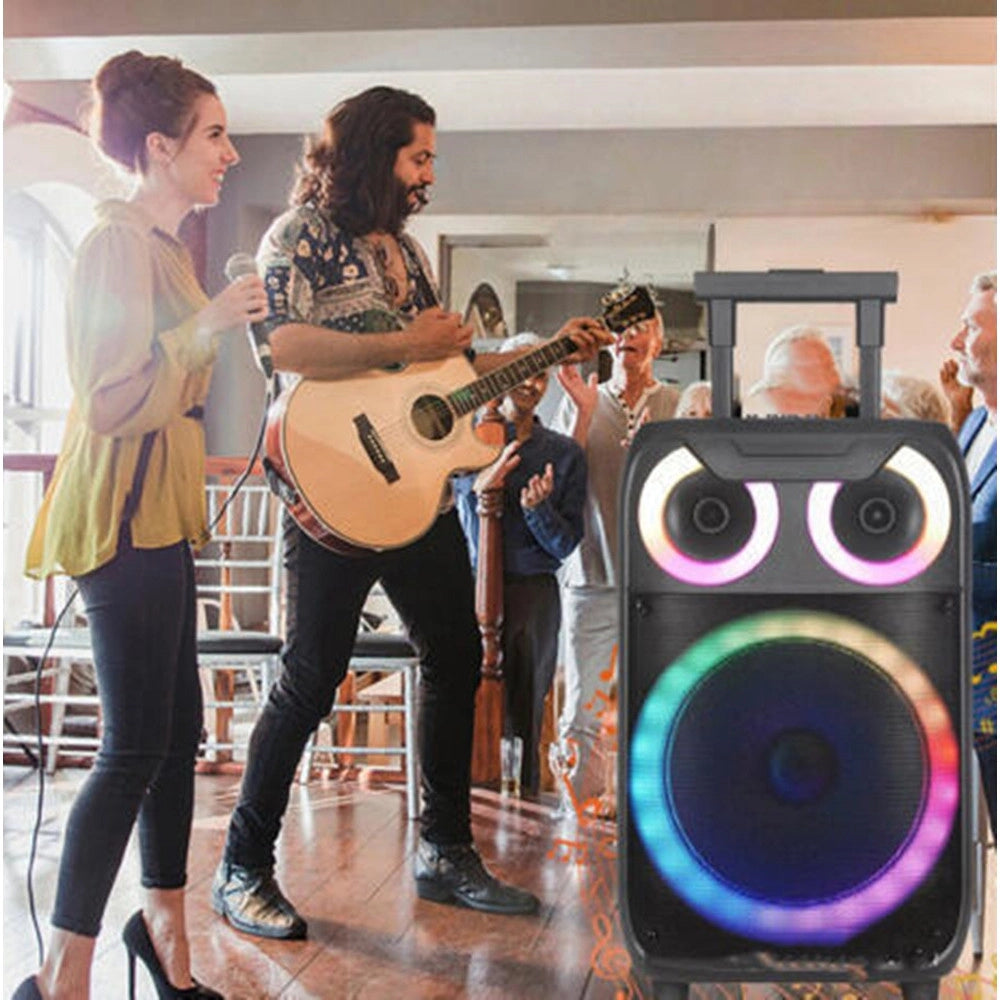Trade Shop - Altoparlante Bluetooth Karaoke Con Microfono Telecomando Effetti Di Luce Led Rgb Q-yx8000 -