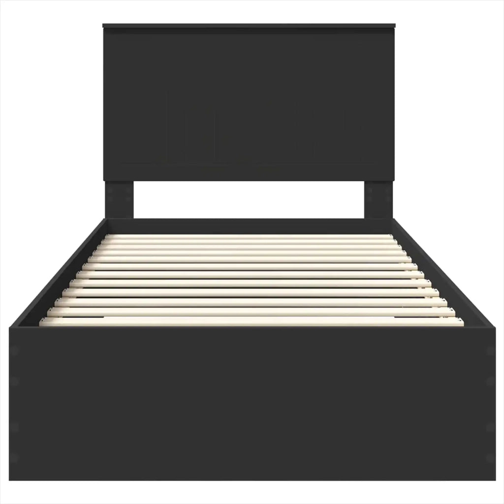 Struttura del letto con testiera Nero e Argento 90 x 200 cm 3411342