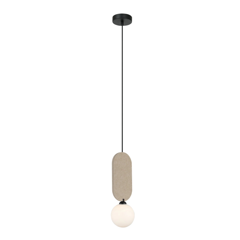 Lampada a sospensione LORENZO feltro beige sfera G9 Italux