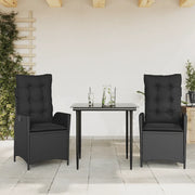 Set da Pranzo da Giardino 3 pz con Cuscini Nero in Polyrattan 3213184