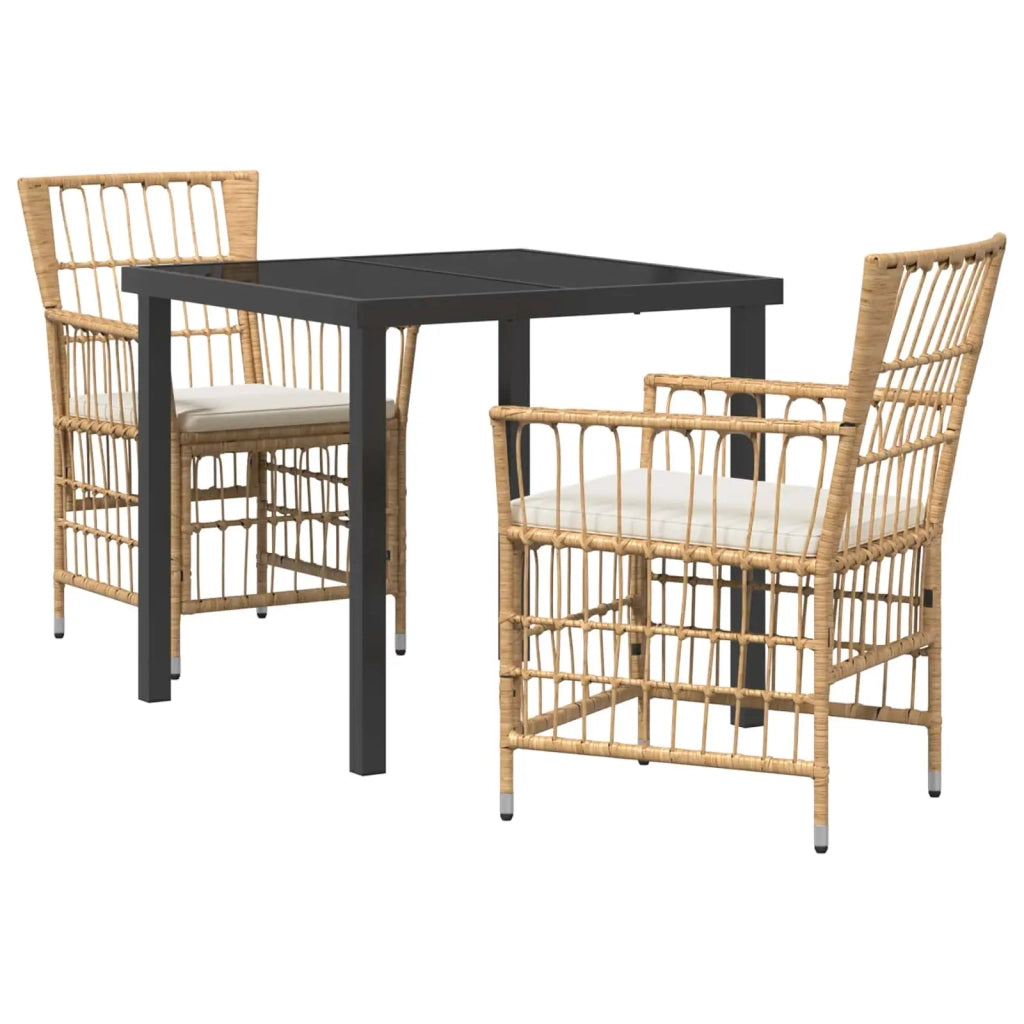 Set da pranzo per esterni 3 pz Naturale polyrattan 3448918