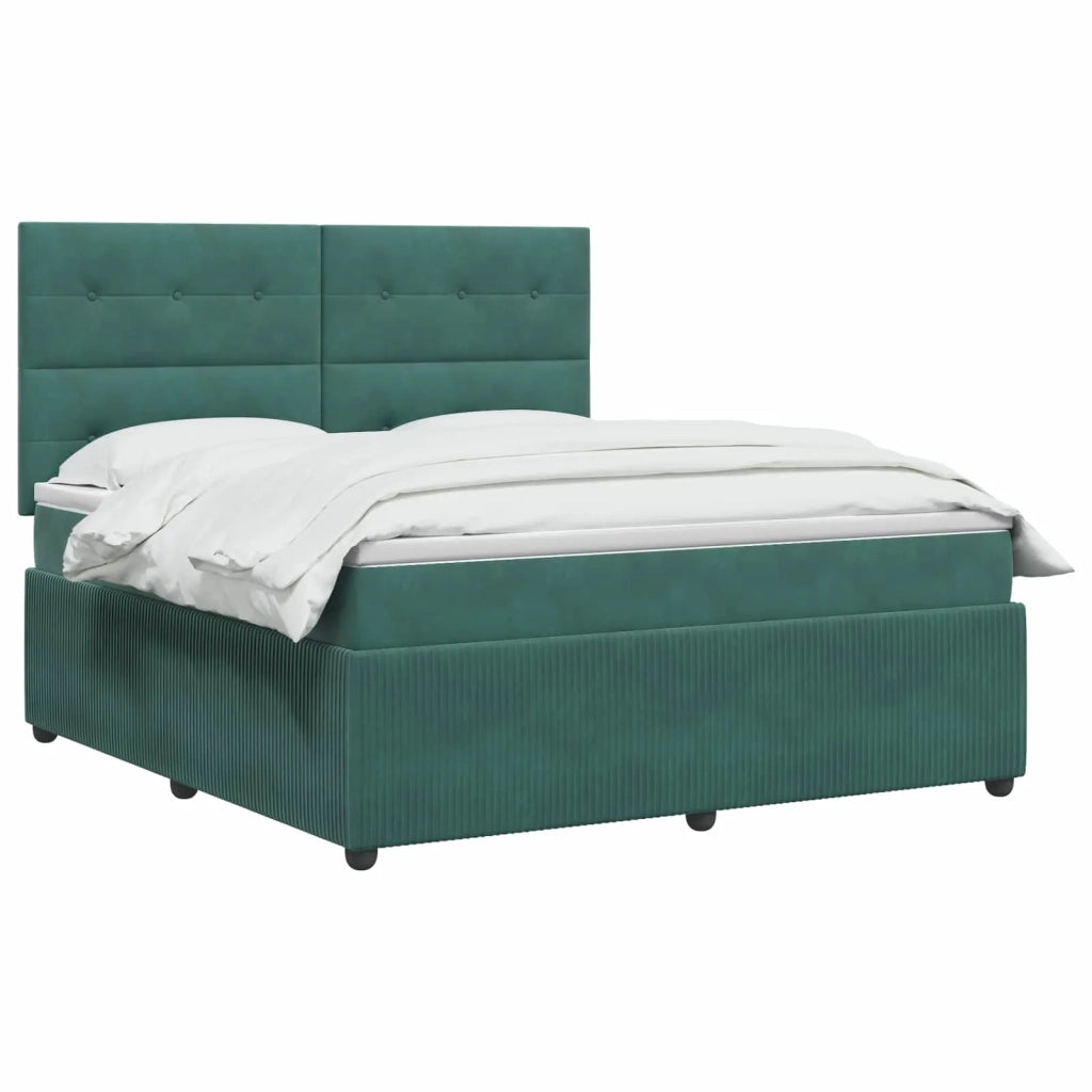 Letto Box Spring LED con Materasso Verde Scuro 160 x 200 cm 3456104