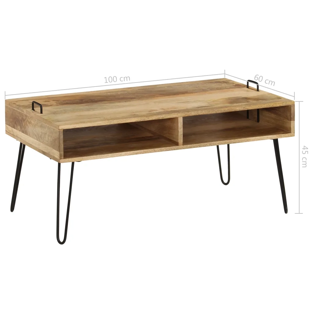 Tavolino da Salotto in Legno Massello di Mango 100x60x45 cm 246020
