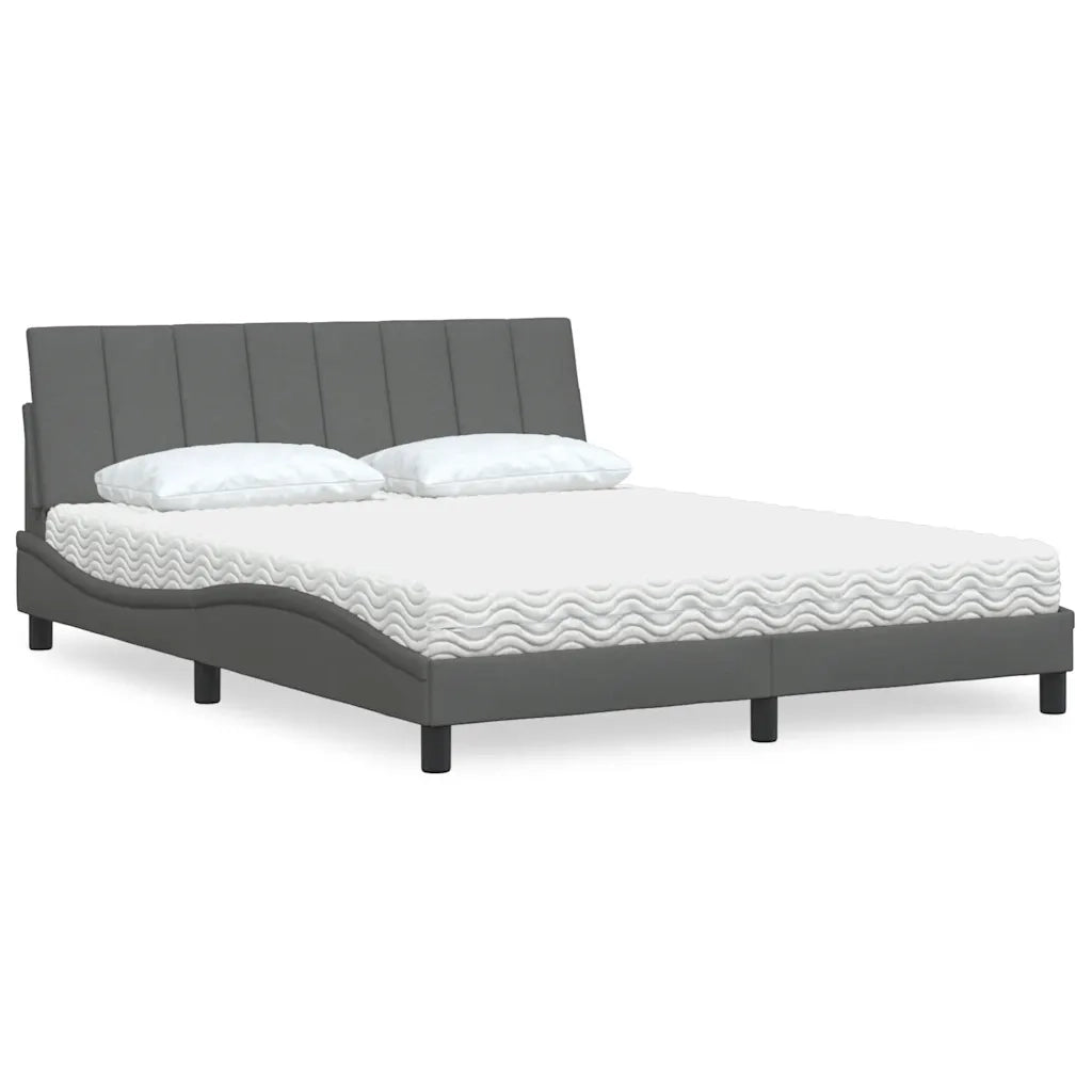 Letto con Materasso Hanko Grigio Scuro 160x200 cm Tessuto 3310539