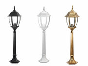 LAMPIONE DA GIARDINO CON PALO A TERRA 87CM LUCE E27 LANTERNA IN VETRO DA ESTERNO GRIGIO