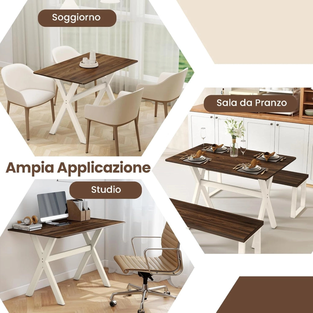 Tavolo da Pranzo per da 110 cm per 4-6 Persone, Tavolo Rettangolare in Legno con Piano Testurizzato in Effetto Legno, Tavolino Cucina per Soggiorno e Ufficio, 110 x 71 x 76 cm