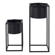 Set di 2 Vasi per Piante Marla, Nero, Metallo, 17x17x31 cm