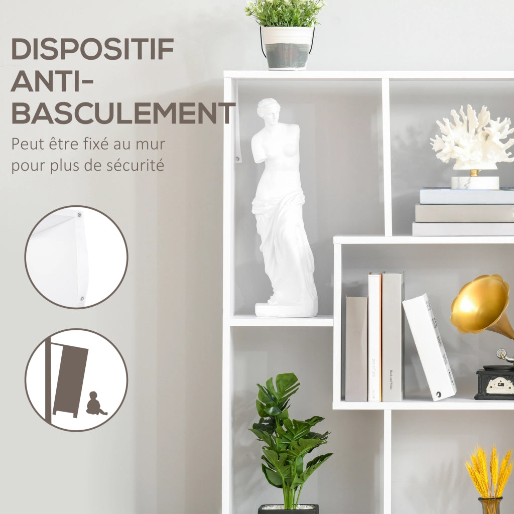 Libreria design zig zag moderno ¨C zephmum ¨C bianco truciolato 70x24x178