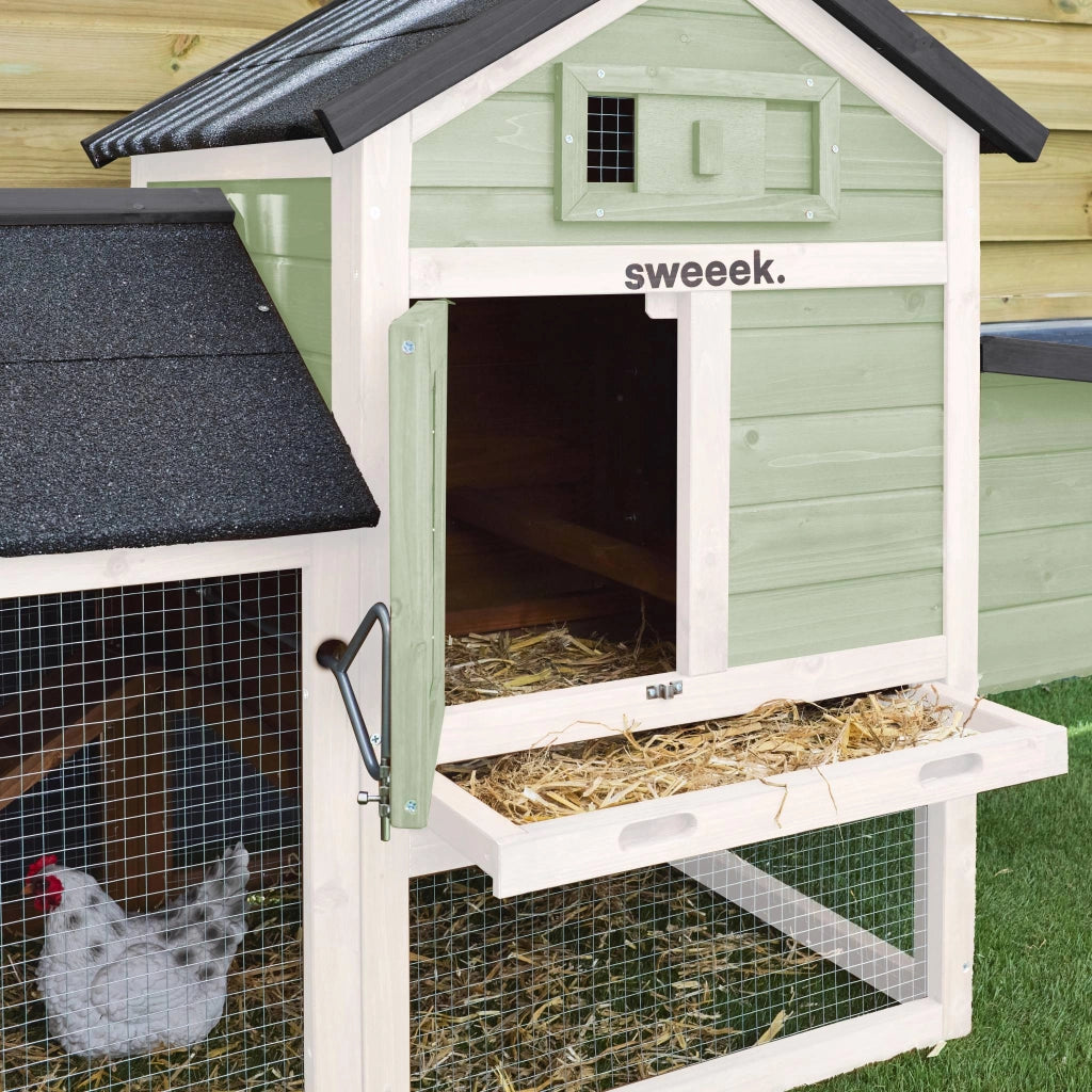 Pollaio in legno con recinto per 3 galline, verde