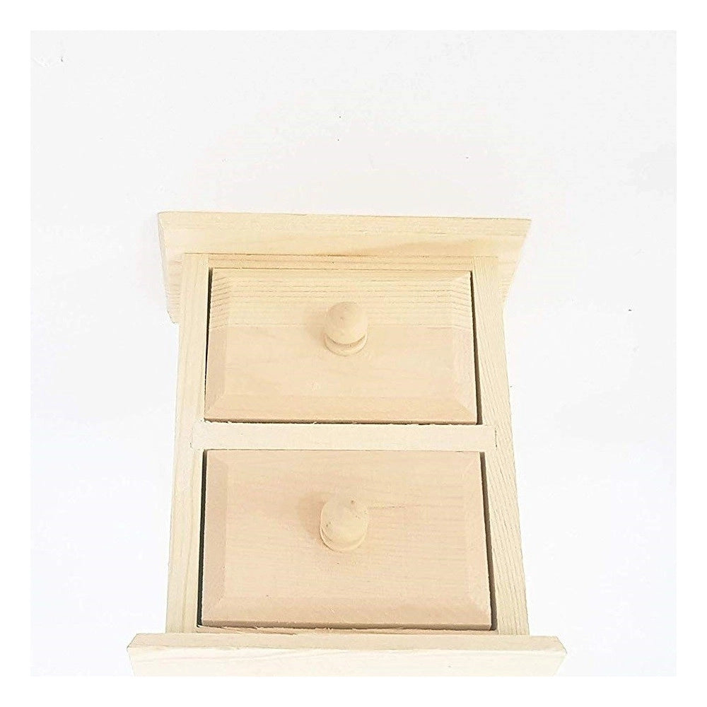 Trade Shop - Cassettiera Portaoggetti 2 Cassetti Legno  63816 Decoupage 12x10cm Scrivania -