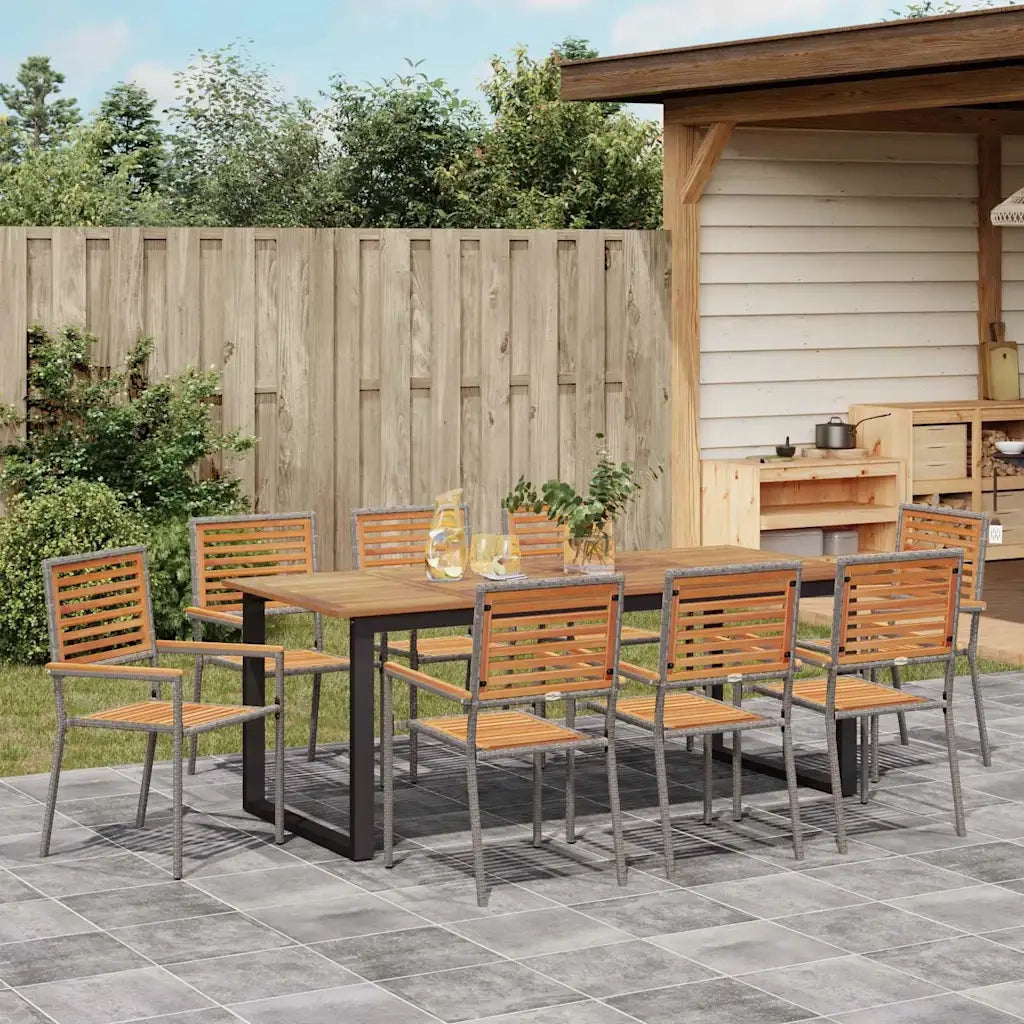 Set da Pranzo per Giardino 9 pcs Grigio 3365470