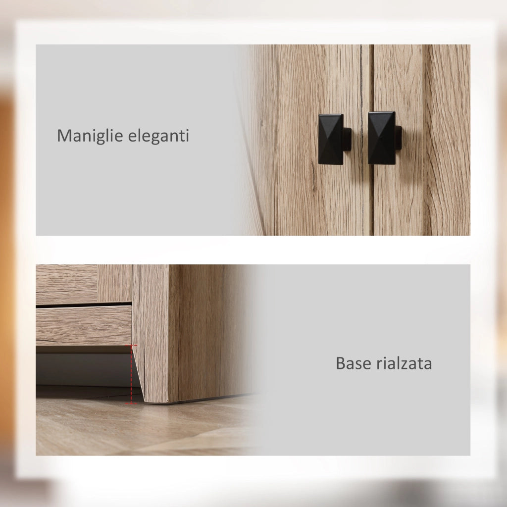Easycomfort Mobile Cucina a 4 Ante con Mensole Regolabili e Base Rialzata in Legno 80x40x182cm