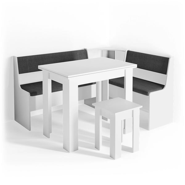 Vicco Gruppo panca ad angolo Bianco 150 x 41.5 cm con tavolo