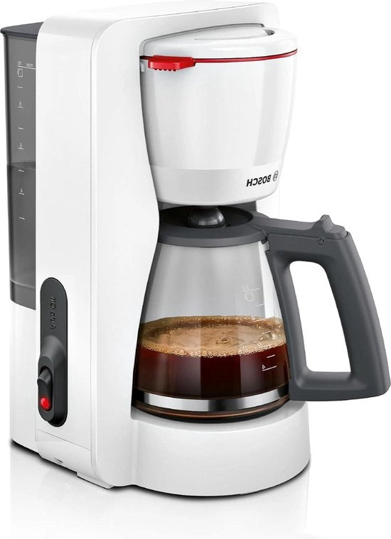 Filtro caffè elettrico 1200 W con caraffa in vetro 1,25 l per 10-15 tazze 40 minuti funzione di mantenimento della temperatura in bianco