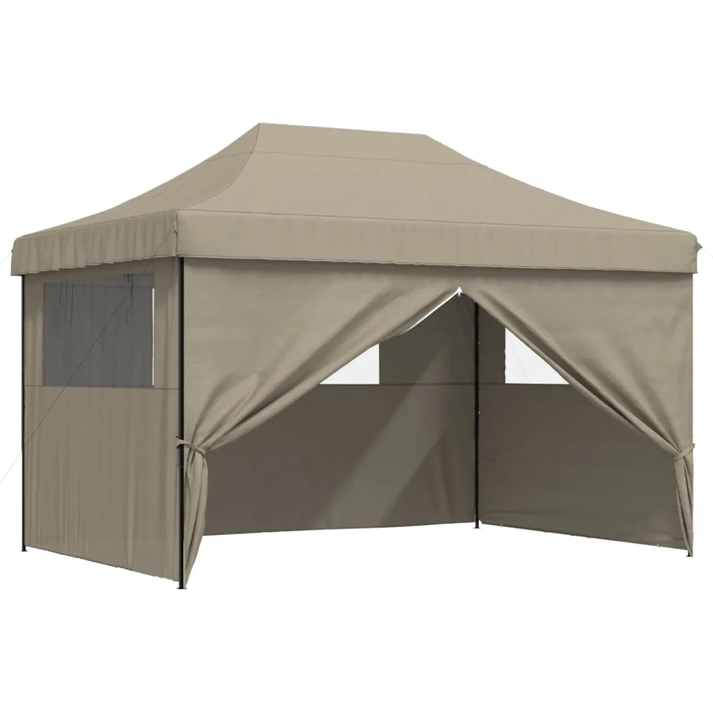 Tendone per Feste Pieghevole Pop-Up con 4 Pareti Tortora 4005026