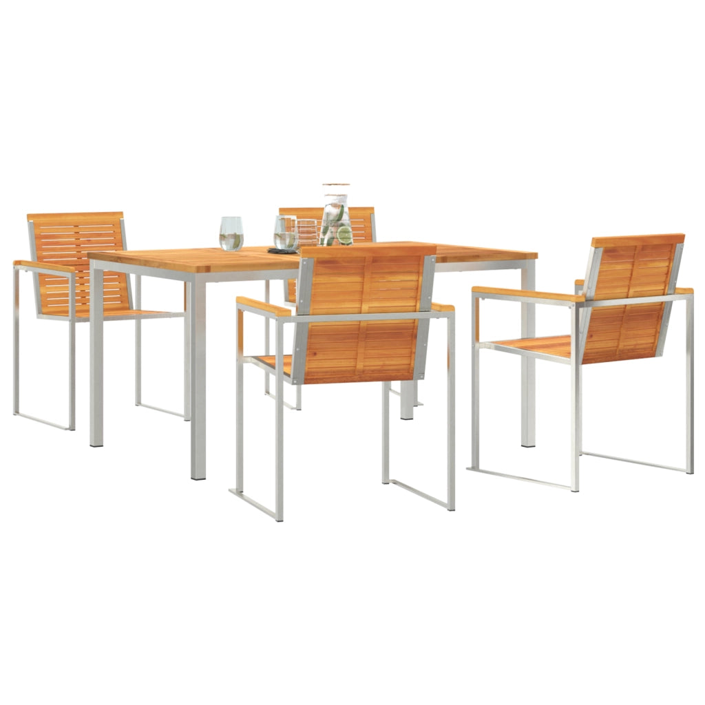 Set da Pranzo da Giardino  da 5 Pezzi in Legno Massiccio di Acacia