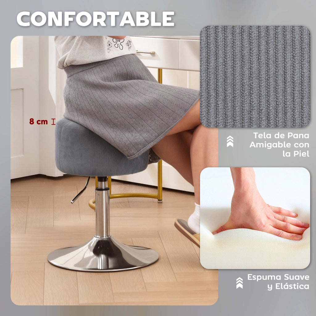 Sgabello da Cucina Regolabile in Altezza ¨C zephmum ¨C Grigio 52-66 cm