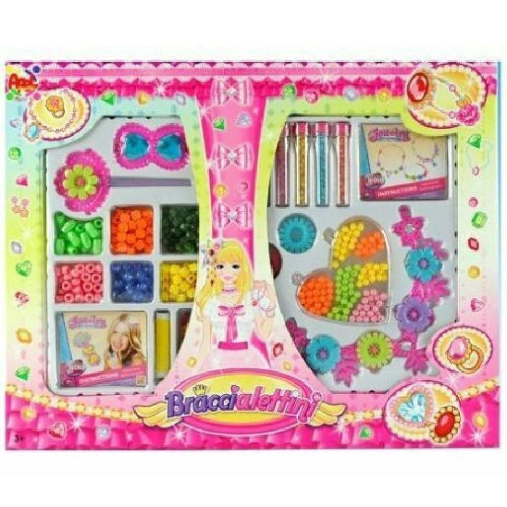 Trade Shop - Braccialettini Crea Bracciali Con Perline Varie Misure Giocattolo Gioco Bambina -