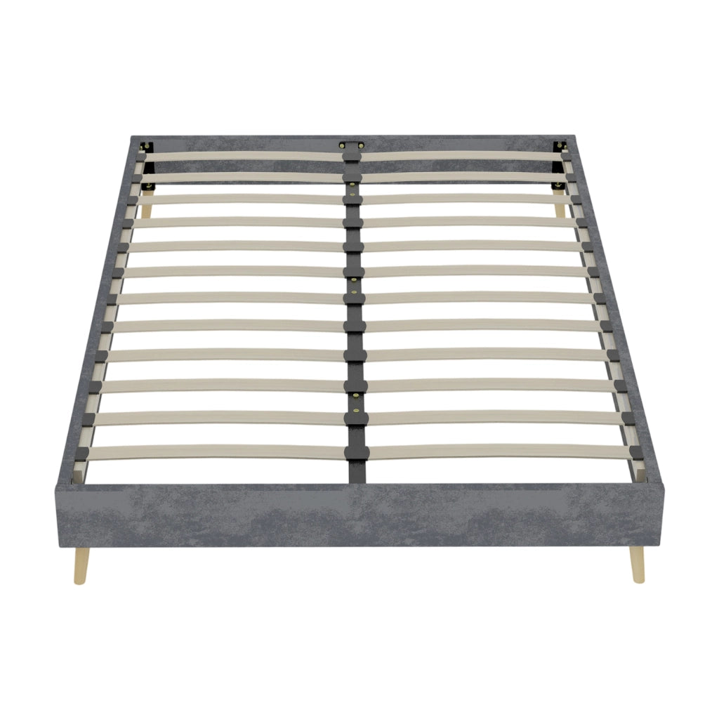 Letto 160x200 cm con struttura stabile e montaggio rapido in tessuto e metallo grigio