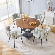 Set tavolo e sedie da pranzo 107 cm effetto noce, 4 sedie bouclé