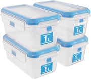 Set di conservazione 4x 1 l, ariostico e impermeabile, temperatura 40-100 gradi, per tutti gli alimenti, BPA-free, set di contenitori per frigorifero (1 l, 4 pezzi)