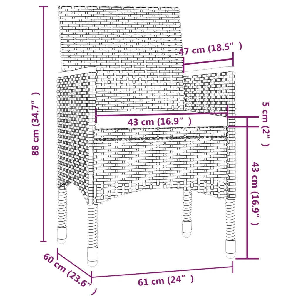 Set da Pranzo per Esterni 7 pz con Cuscini in Polyrattan Grigio 3094891